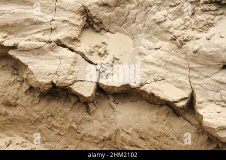 Montagna grigio-marrone costruzione sabbia primo piano. Sfondo texturale Foto Stock