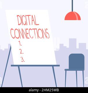 Cartello con la scritta connessioni digitali. Business Showcase potenti modi per connettere Online Global High Definition Empty Portrait Artwork Design con Foto Stock