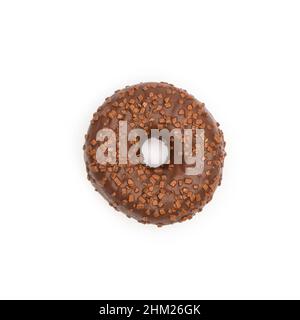 Ciambella di cioccolato isolato su sfondo bianco Foto Stock