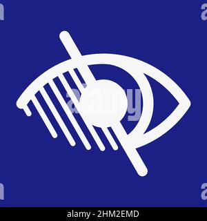 Segno del vettore di cecità nel quadrato blu. Nessuna visione Illustrazione Vettoriale