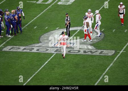 6 febbraio 2022: Pittsburgh Steelers linebacker T.J. Watt (90) durante la partita NFL Pro Bowl all'Allegiant Stadium di Las Vegas, Nevada. Darren Lee/CSM Foto Stock