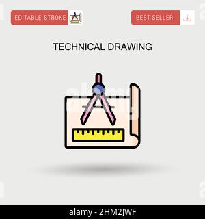 Disegno tecnico semplice icona vettoriale. Illustrazione Vettoriale