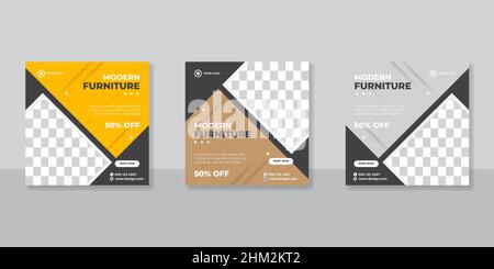 Modello post sui social media Furnitur Illustrazione Vettoriale