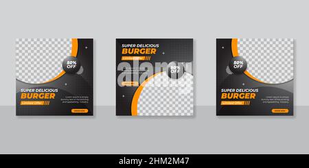 Food social media promozione banner post design Illustrazione Vettoriale