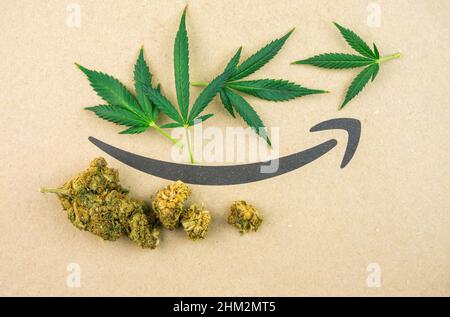 Vienna Austria June.20 2021: Editoriale: Amazon.com ora permette ai suoi lavoratori di usare la depenalizzazione della cannabis medicinale legale Foto Stock