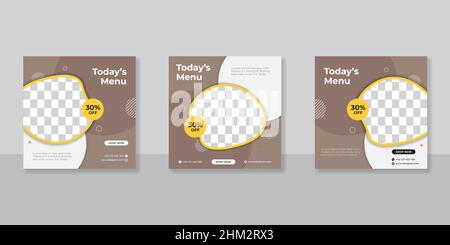 Food social media instagram promozione banner post design Illustrazione Vettoriale