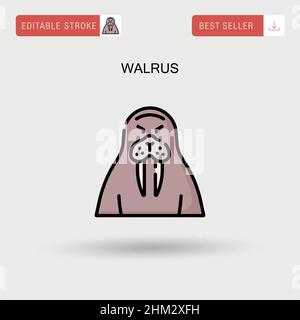 Icona vettore semplice di Walrus. Illustrazione Vettoriale