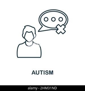 Icona autismo. Elemento di linea dalla collezione di psicoterapia. Simbolo di autismo lineare per il web design, infografica e altro ancora. Illustrazione Vettoriale