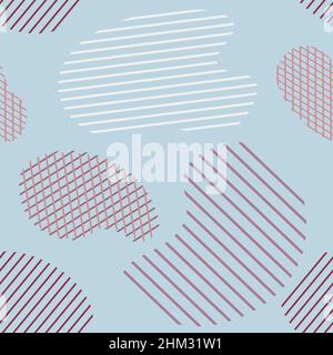 Modello astratto. Sfondo alla moda senza cuciture con forme astratte ed elementi geometrici. Blob, strisce, forme su sfondo pastello. Vettore Illustrazione Vettoriale