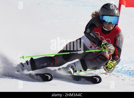 Pechino, Cina. 07th Feb 2022. Ragnhild Mowinckel di Norvegia si aggiudica il 5th° posto all'evento femminile Giant Slalom alle Olimpiadi invernali di Pechino il 7 febbraio 2022. Foto di Rick T. Wilking/UPI Credit: UPI/Alamy Live News Foto Stock