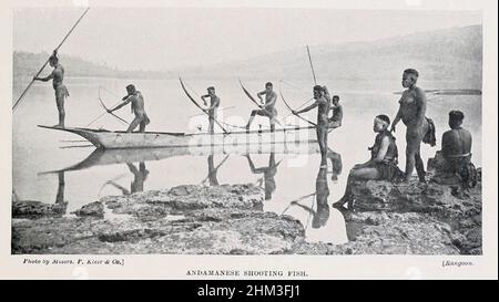 Pesci da tiro delle Andamane le Isole Andamane sono un arcipelago nel nord-est dell'Oceano Indiano a circa 130 km (81 mi) a sud-ovest al largo delle coste della regione Ayeyarwady del Myanmar. Insieme alle isole Nicobare a sud, le Andamane fungono da confine marittimo tra la baia del Bengala ad ovest e il mare delle Andamane ad est. La maggior parte delle isole fanno parte delle Isole Andamane e Nicobare, un territorio dell'Unione dell'India, mentre le Isole Coco e Preparis fanno parte della regione di Yangon in Myanmar. Le Isole Andamane ospitano le Andamanesi, un gruppo di indigeni che si trovano in Foto Stock