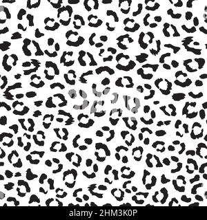Pelle animale leopardo design senza cuciture. Leopardo, giaguaro, pantera e pelliccia di ghepardo. Sfondo camouflage bianco e nero senza cuciture Illustrazione Vettoriale