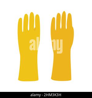 Giallo guanti di gomma. Igiene, pulizia, lavaggio, del lavoro di manutenzione. Lavoro e attrezzature di protezione. Illustrazione Vettoriale in stile piatto Illustrazione Vettoriale