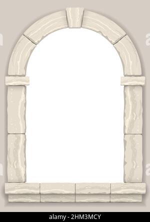 Arco nella parete in pietra tagliata beige e marmo travertino per una finestra o una porta in stile classico Illustrazione Vettoriale