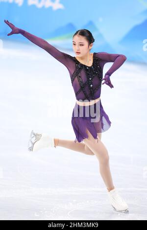 Pechino, Cina. 6th Feb 2022. Yi Zhu (CHN) Figure Skating : programma di Short della squadra delle donne durante i Giochi Olimpici invernali di Pechino 2022 allo Stadio al coperto della capitale a Pechino, Cina. Credit: Yohei Osada/AFLO SPORT/Alamy Live News Foto Stock