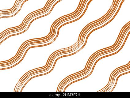 Arte astratta sfondo bianco con linee ondulate di colore arancione. Sfondo con curva fluido marrone a strisce ornate. Modello di forma d'onda. Design grafico moderno con f Foto Stock