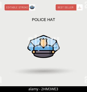 Cappello di polizia semplice icona vettoriale. Illustrazione Vettoriale