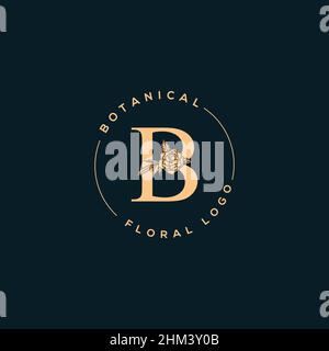 La bellezza di lusso iniziale della lettera B fiorisce il logo del monogramma dell'ornamento Illustrazione Vettoriale