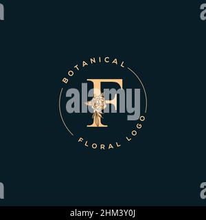 La prima F lettera di lusso bellezza fiorisce ornamento logo monogramma Illustrazione Vettoriale