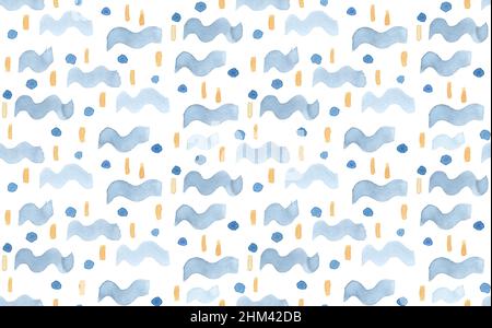 Blu onde sfondo acquerello, orizzontale indaco ondoso motivo senza giunture come superficie disegno acquerello pattern Foto Stock