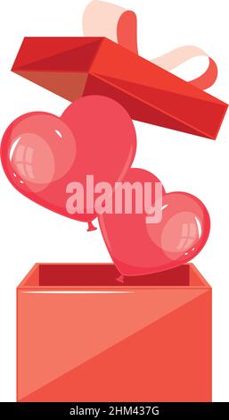 regalo di san valentino con icone cuori Illustrazione Vettoriale