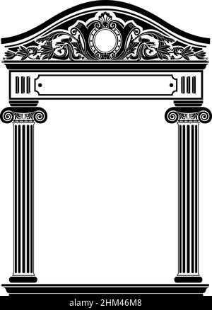 Portale antico classico con colonne in grafica vettoriale Illustrazione Vettoriale