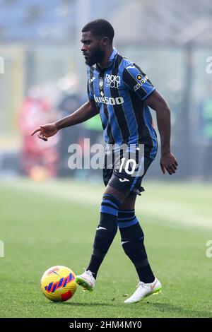 Bergamo, Italia, 6th febbraio 2022. JEREMIE Boga di Atalanta durante la serie A partita allo stadio Gewiss di Bergamo. Il credito d'immagine dovrebbe essere: Jonathan Moscrop / Sportimage Foto Stock