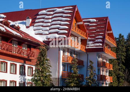 Hotel a Borovetz resort, luogo di vacanza, architettura Foto Stock