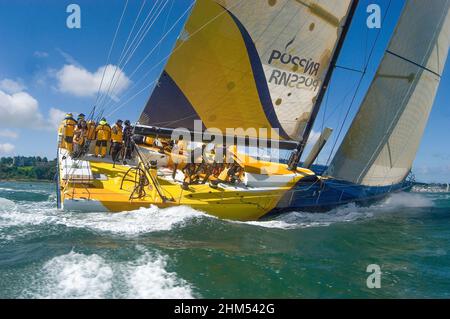 Kosatka, Team Russia, Volvo Open 70, Volvo OCEAN GARA di ingresso sulla loro prima uscita competitiva, in Gran Bretagna Round The Island Race, Isola di Wight, Regno Unito Foto Stock