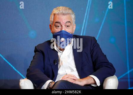 Italia, Roma, 8 ottobre 2020 : Domenico Arcuri, commissario speciale per le emergenze Covid 19, partecipa al Summit digitale di Capri del 2020. Foto Remo C Foto Stock