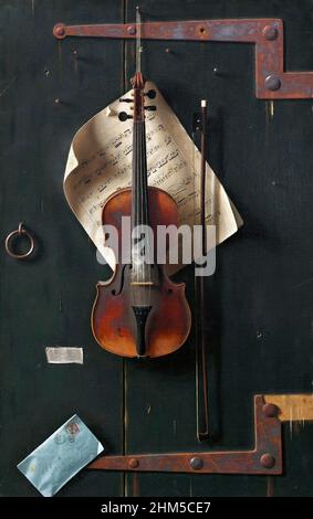 Il vecchio violino di William Michael Harnet (1848-1892), olio su tela, 1886 Foto Stock