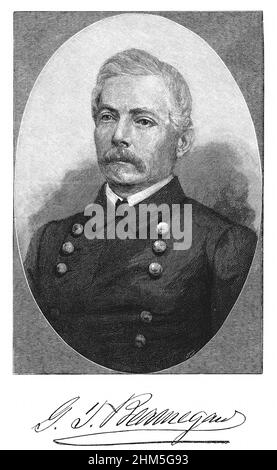 Pierre Gustave Toutant Beauregard (1813-183) soldato confederato americano (sud) nel 1863. Guerra civile americana 1861-63. Incisione Foto Stock