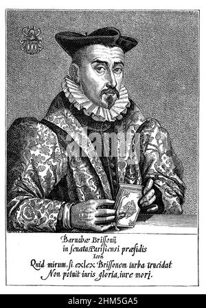 Barnabe Brisson (1531-91) filologo e giurista francese Engraving Foto Stock