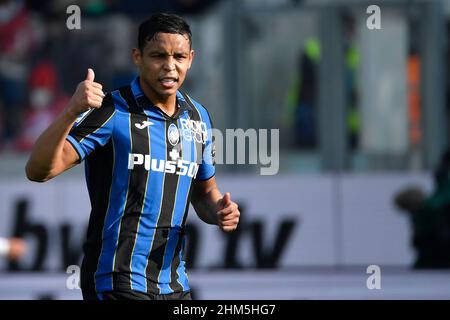 Luis Muriel di Atalanta BC reagisce durante la serie Una partita di calcio tra Atalanta BC e Cagliari Calcio allo stadio Atleti Azzurri d'Italia di Bergamo (Italia), 6th febbraio 2022. Foto Andrea Staccioli / Insidefoto Foto Stock