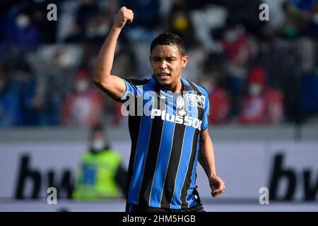 Luis Muriel di Atalanta BC reagisce durante la serie Una partita di calcio tra Atalanta BC e Cagliari Calcio allo stadio Atleti Azzurri d'Italia di Bergamo (Italia), 6th febbraio 2022. Foto Andrea Staccioli / Insidefoto Foto Stock