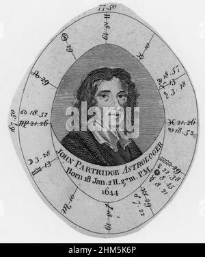 Ritratto di John Partridge (1644-1715) - incisione storica Foto Stock