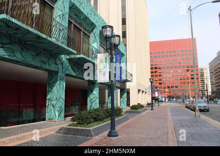 Strada tranquilla a Crystal City Foto Stock