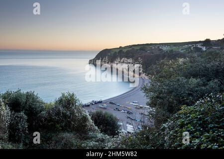 Beer Beach, parte del sito Patrimonio Mondiale dell'Umanita' della Jurassic Coast. Devon, Regno Unito. Foto Stock