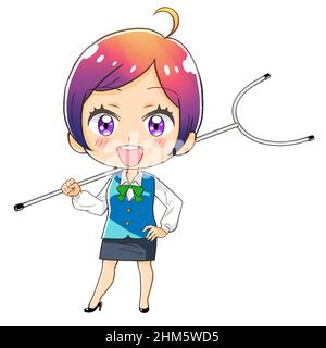 manga kawaii chibi femmina banker illustrazione ( autodifesa formazione di Sasumata ) Foto Stock