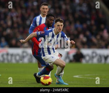 LONDRA, UK FEB 5th Joe White di Hartlepool si è Unito durante la partita di fa Cup tra Crystal Palace e Hartlepool Uniti a Selhurst Park, Londra sabato 5th febbraio 2022. (Credit: Mark Fletcher | MI News) Credit: MI News & Sport /Alamy Live News Foto Stock