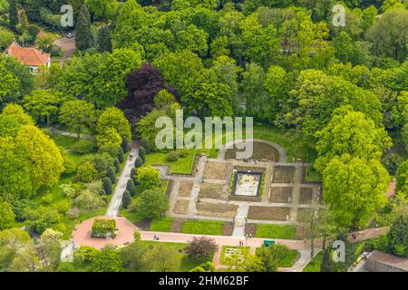 Vista aerea, Grugapark, Giardino Botanico dell'Università di Duisburg / Essen, Giardino delle Rose, Essen-Rüttenscheid, Essen, zona della Ruhr, Renania settentrionale-Westfa Foto Stock