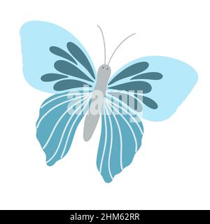 Fantasia piccola farfalla colorata in semplice flat stile vettoriale illustrazione, simbolo delle vacanze di Pasqua, primavera o estate, decorazione di festa, clipart per carte, banner, decorazione primaverile, insetto carino Illustrazione Vettoriale