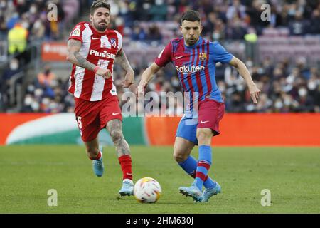 Barcellona, Spagna. 06th Feb 2022. Barcellona, Spagna, 6th 2021 febbraio: Jordi Alba (18 FC Barcellona) durante la partita LaLiga Santander tra Barcellona e AT.Madrid allo stadio Camp Nou di Barcellona, Spagna. Rafa Huerta/SPP Credit: SPP Sport Press Photo. /Alamy Live News Foto Stock