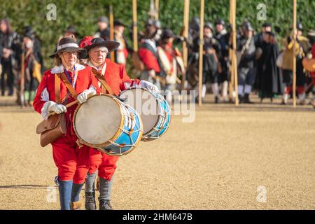 L'Esercito dei Re, parte della Società della Guerra civile Inglese. 50th anniversario della parata dell'Esercito dei Re. Londra, 30 gennaio 2022 Foto Stock