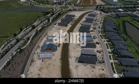 Veduta aerea della comunità solare di Babcock Ranch Florida. Foto Stock