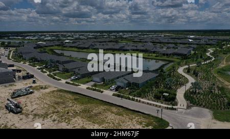 Veduta aerea della comunità solare di Babcock Ranch Florida. Foto Stock