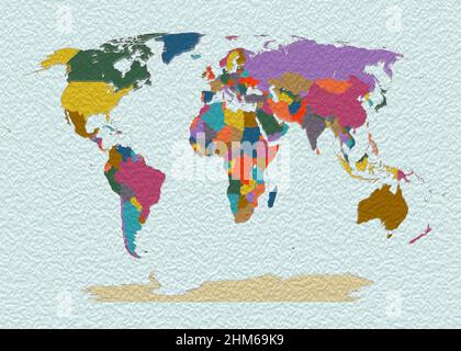 Mappa del mondo stile vintage. Foto Stock