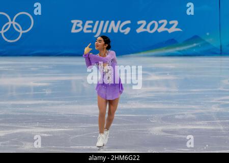 Pechino, Hebei, Cina. 7th Feb 2022. Karen CHEN (USA) compete al Capital Indoor Stadium durante le Olimpiadi invernali di Pechino 2022 a Pechino, Hebei, Cina (Credit Image: © Walter G. Arce Sr./ZUMA Press Wire) Credit: ZUMA Press, Inc./Alamy Live News Foto Stock