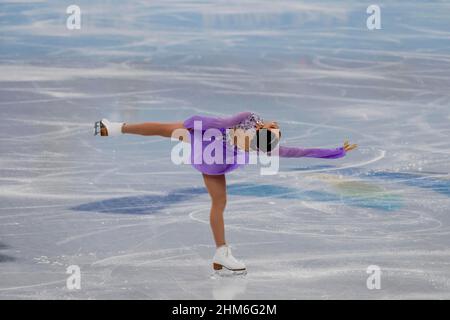 Pechino, Hebei, Cina. 7th Feb 2022. Karen CHEN (USA) compete al Capital Indoor Stadium durante le Olimpiadi invernali di Pechino 2022 a Pechino, Hebei, Cina (Credit Image: © Walter G. Arce Sr./ZUMA Press Wire) Credit: ZUMA Press, Inc./Alamy Live News Foto Stock