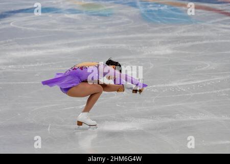 Pechino, Hebei, Cina. 7th Feb 2022. Karen CHEN (USA) compete al Capital Indoor Stadium durante le Olimpiadi invernali di Pechino 2022 a Pechino, Hebei, Cina (Credit Image: © Walter G. Arce Sr./ZUMA Press Wire) Credit: ZUMA Press, Inc./Alamy Live News Foto Stock